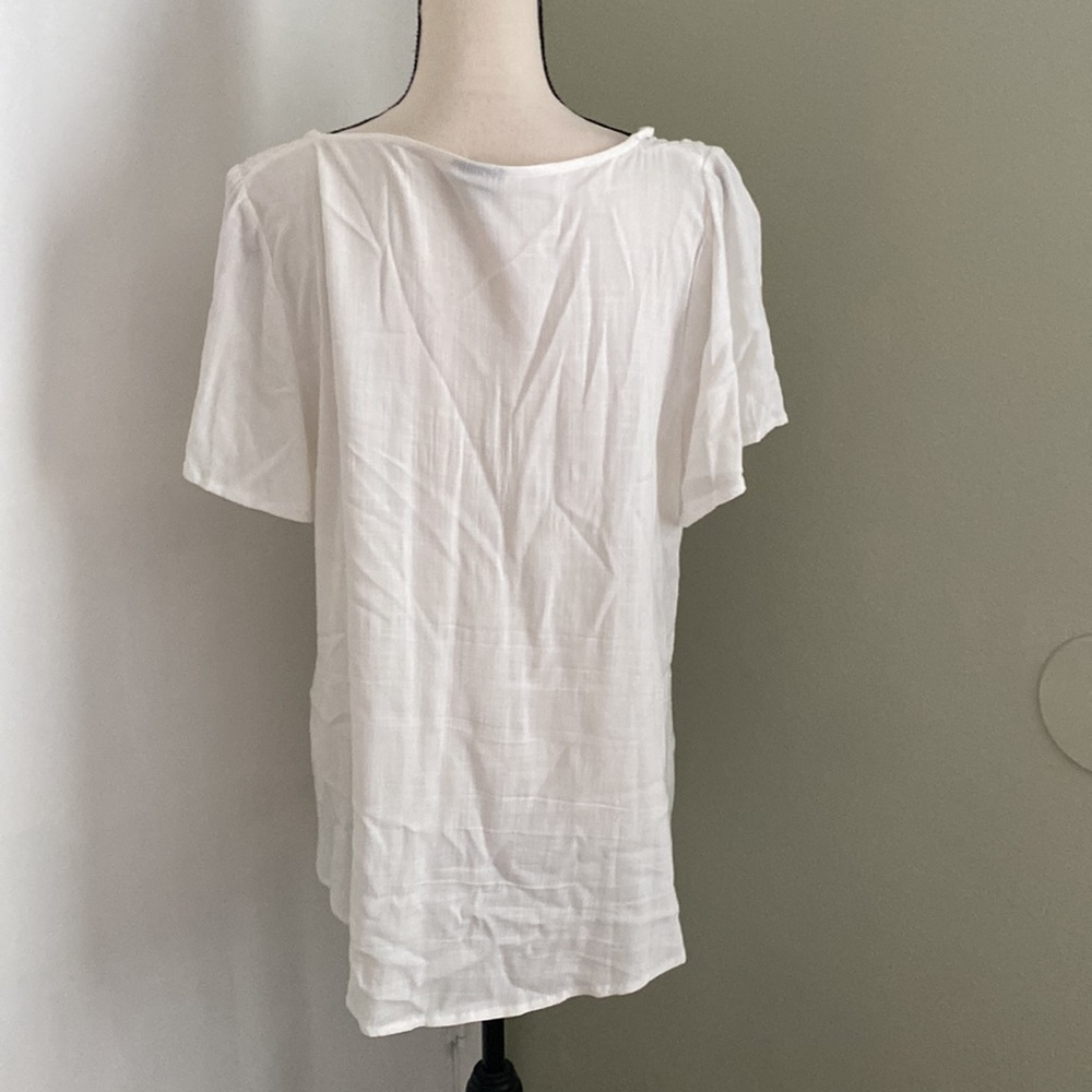 Torrid Rayon Slub Button-Front Flutter Sleeve Top - image 4